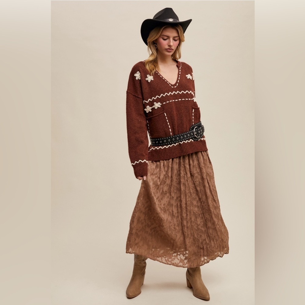 Listicle Floral Embroidered Knit Sweater - Picture 4 of 4